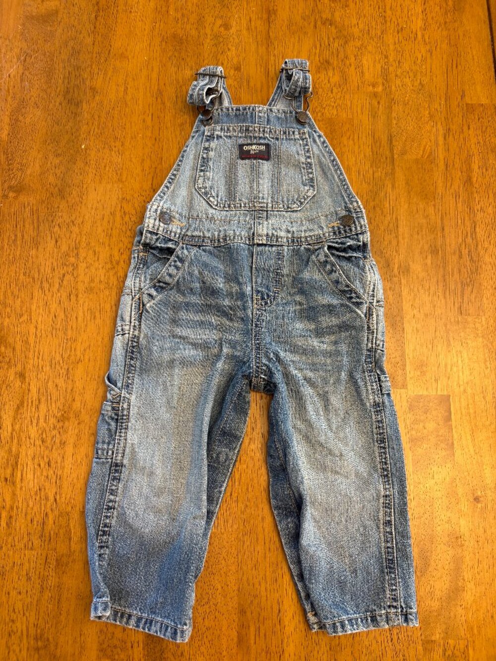 Oshkosh B'gosh 18 Months Carpenter Denim Overalls Distressed Well Worn Jeans